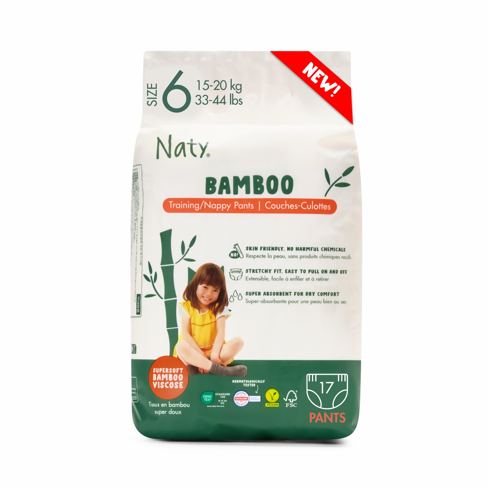 20 x Pañales tipo braguita de viscosa de bambú (Talla 6), , large, Eco by Naty